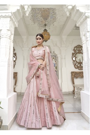 Pink Color  Net  Lehenga Heavy Silk With Santoon Inner